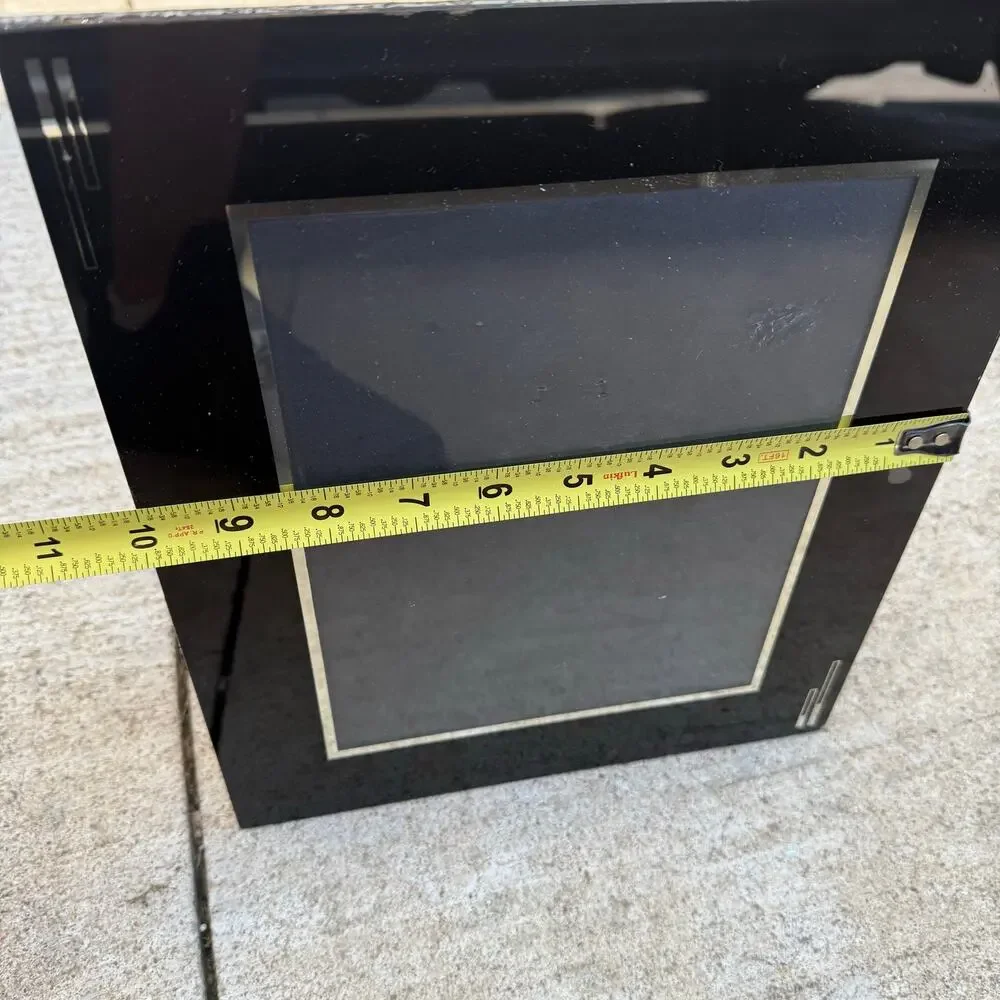 Vintage Art Deco Reverse Painted Black / Silver Glass ~ 7x9 Photo Picture Frame